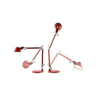 Artemide Tolomeo micro tavolo alogeno rosso metalizzato