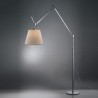 Artemide Tolomeo Mega, con asta e base, colore alluminio, diffusore in pergamena da 36 cm, lampada alogena, con dimmer