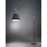 Artemide Tolomeo Mega, con asta e base, colore nero, diffusore in tessuto nero da 42 cm, lampada alogena, con dimmer