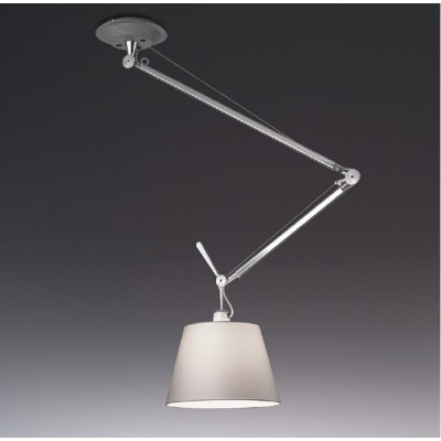 Artemide tolomeo mega sospensione decentrata con diffusore in pergamena diametro 24 cm