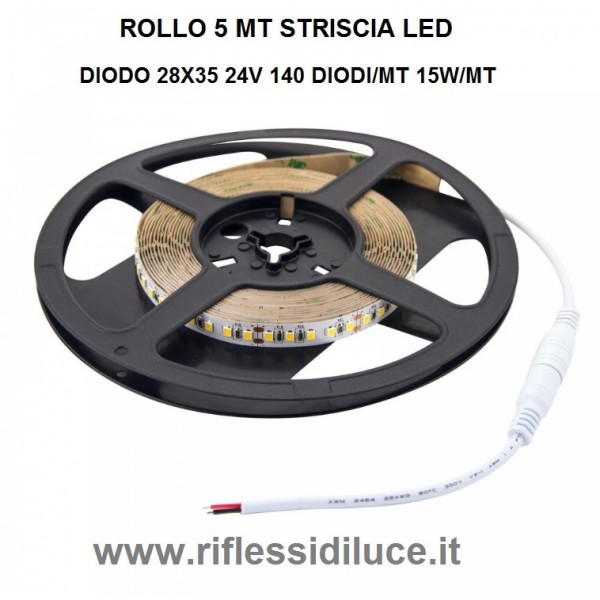 Striscia led IP20 24V 15W/mt 2835 luce bianco freddo