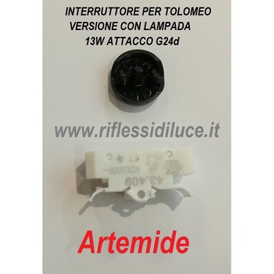 Artemide interruttore di ricambio per tolomeo versione con lampada 13W attacco G24d