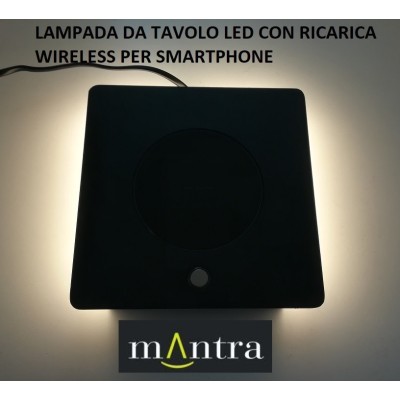 Mantra, lampada da tavolo zanzibar, con ricarica wireless per smartphone, lampade mantra in vendita a salerno