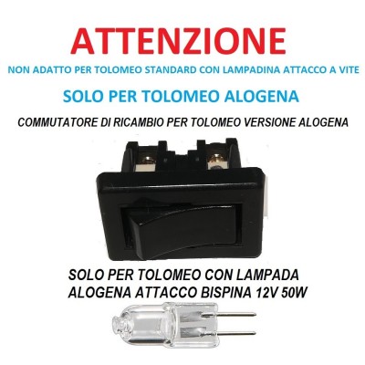 Artemide commutatore di ricambio per tolomeo con lampadina alogena