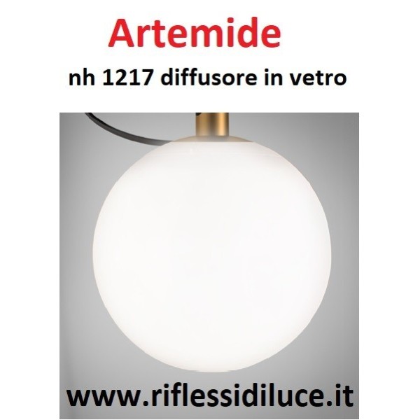 Artemide ricambio diffusore in vetro soffiato bianco latte per nh da parete 