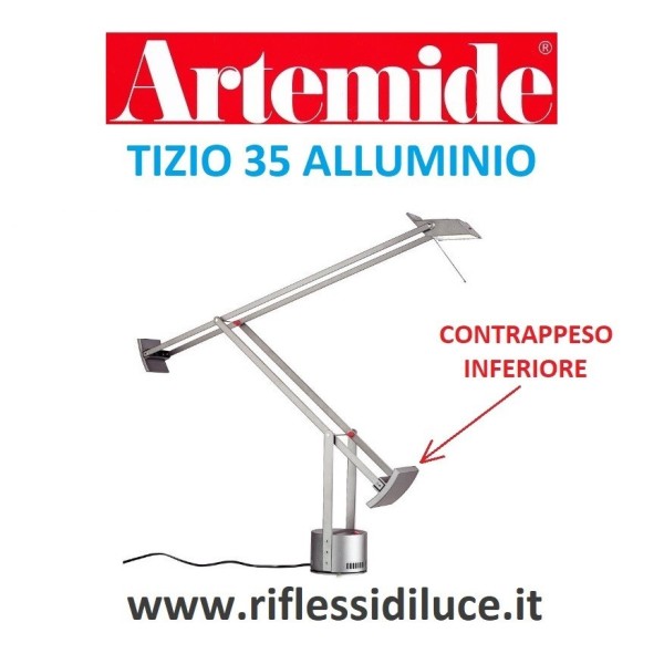 Artemide Tizio 35 alluminio contrappeso grande inferiore primo snodo