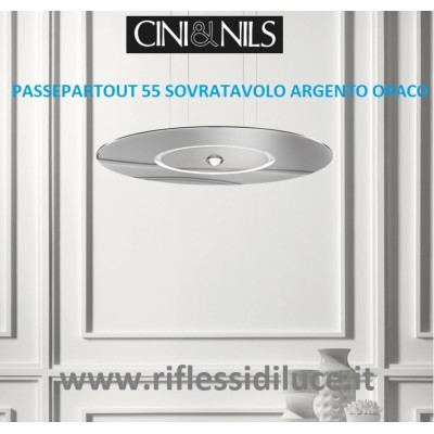 Cini & Nils passepartout 55 sospensione led dimmerabile argento opaco