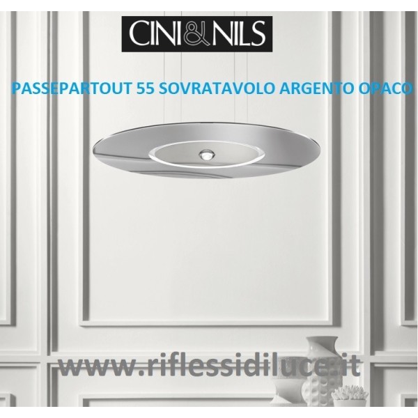 Cini & Nils passepartout 55 sospensione led dimmerabile argento opaco