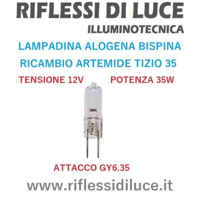 Lampadina alogena bispina 12V 35W ricambio Artemide tizio 35 