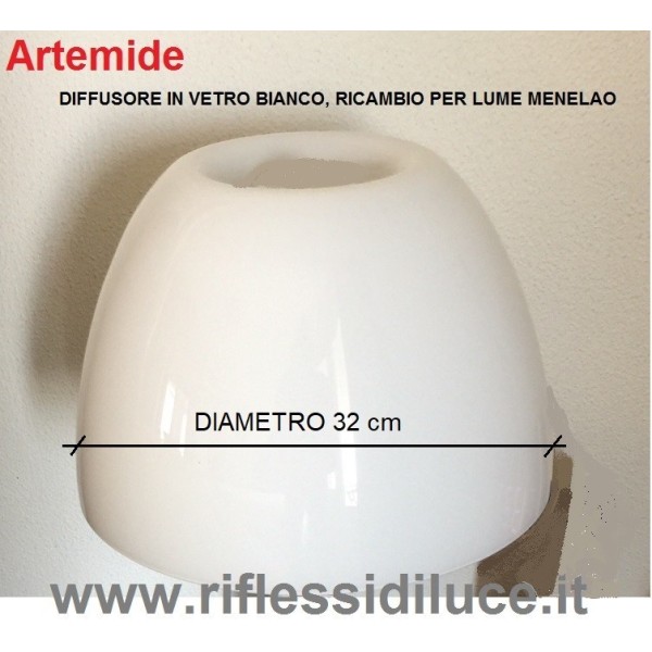 Artemide diffusore in vetro bianco ricambio per Menelao lume