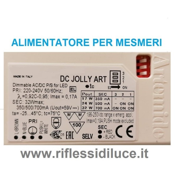 Artemide alimentatore di ricambio per mesmeri led