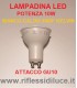 lampadina led attacco GU10 potenza 10W luce bianco caldo 