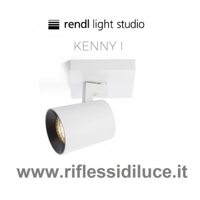 Rendl Light kenny 1 faretto parete soffitto a 1 lampadina struttura bianca ghiera nera