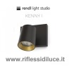 Rendl Light kenny 1 faretto parete soffitto struttura nera ghiera interna oro