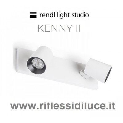 Rendl Light kenny 2 faretto a 2 luci parete soffitto struttura bianca ghiera interna nera