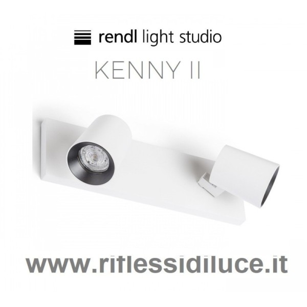 Rendl Light kenny 2 faretto a 2 luci parete soffitto struttura bianca ghiera interna nera