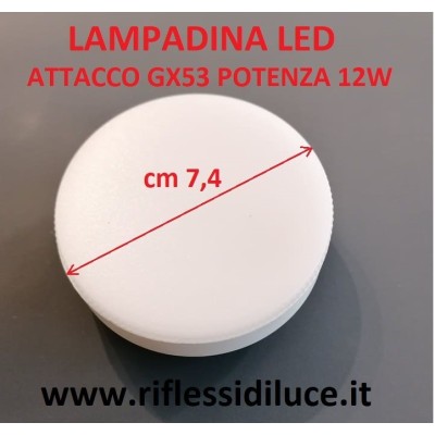 Lampadina led attacco GX53 potenza 12W tonalità della luce bianco caldo