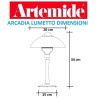 Artemide diffusore in vetro bianco acidato ricambio per arcadia lumetto