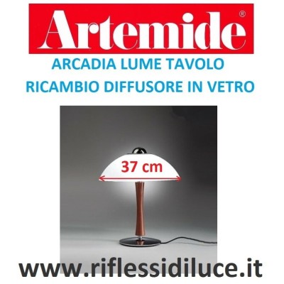 Artemide diffusore in vetro bianco acidato ricambio per arcadia lume tavolo