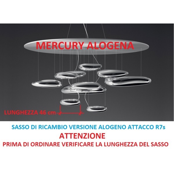 Artemide sasso lunghezza 46 cm elettrificato ricambio per mercury alogeno