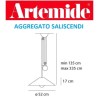 Artemide aggregato saliscendi con cono opalino diametro 53 cm dimensioni