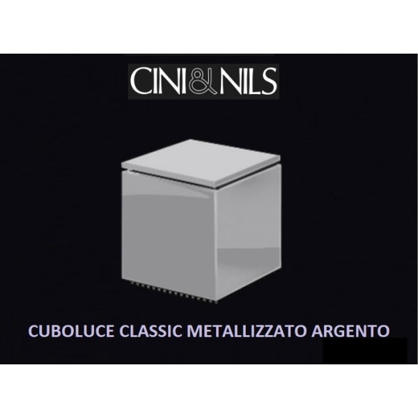 Cini & Nils Cuboluce argento metalizzato con lampadina led E14 3W