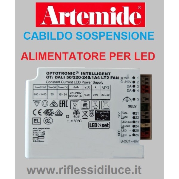 Artemide alimentatore di ricambio per cabildo sospensione