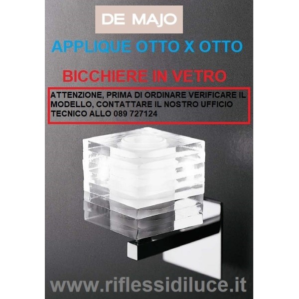 De Majo bicchiere in vetro senza bordo ricambio per otto X otto applique