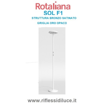 Rotaliana Sol F1 led 3000K lampada da terra struttura bianco opaco griglia cromo lucido