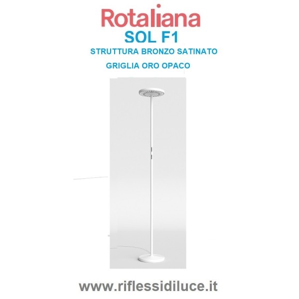 Rotaliana Sol F1 led 3000K lampada da terra struttura bianco opaco griglia cromo lucido