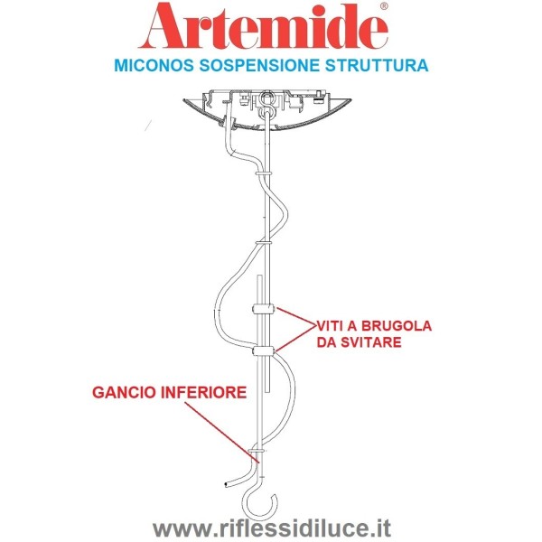 Artemide ricambio per Miconos sospensione gancio inferiore