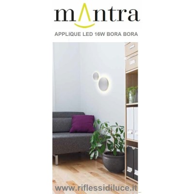 Mantra applique bora bora bianca tonda d. 27 cm led 18W