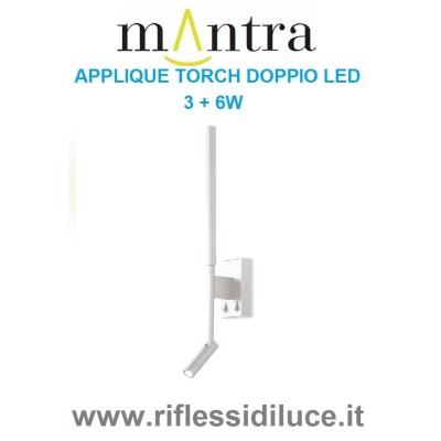 Mantra applique Torch bianco doppio led 3W + 6W