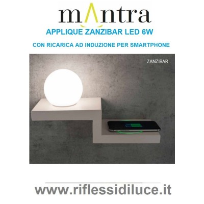 Mantra applique Zanzibar led 6W con sferetta e basetta wireless