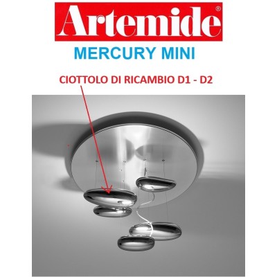 Artemide Mercury mini ciottolo di ricambio con cavetti di sospensione e attacchi Artemide Mercury mini ciottolo di ricambio con cavetti di sospensione e attacchi