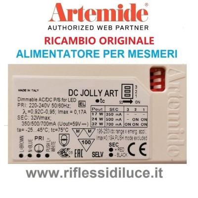 Artemide ricambio originale, alimentatore per Mesmeri led, comune alla 2700 e 3000 gradi Kelvin