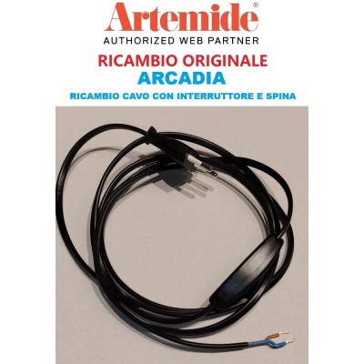 Artemide ricambio lumetto Arcadia, cavo con interruttore e spina.