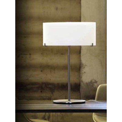 PRANDINA CPL TAVOLO T7 CROMO VETRO BIANCO OPALINO