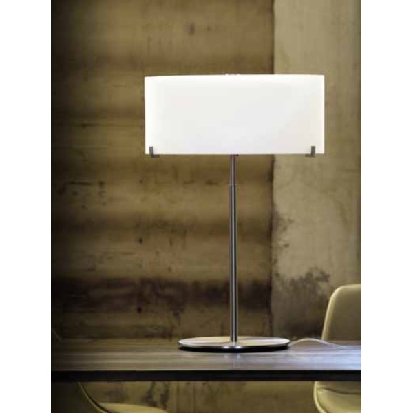 PRANDINA CPL TAVOLO T7 CROMO VETRO BIANCO OPALINO