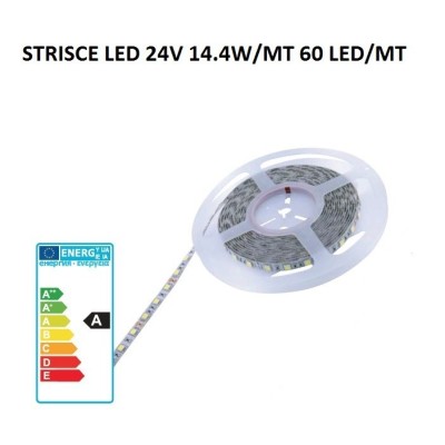 Strisce led IP20 24V 14.4W/MT 3000°K professionali